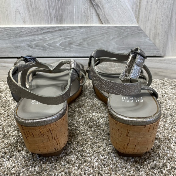 Eileen Fisher “Array” Strappy Cork Wedge Sandal 8 - Picture 11 of 14